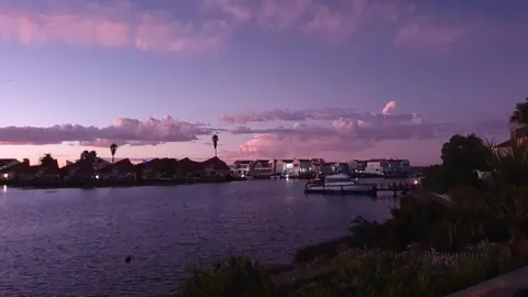 Purple dusk over the marina